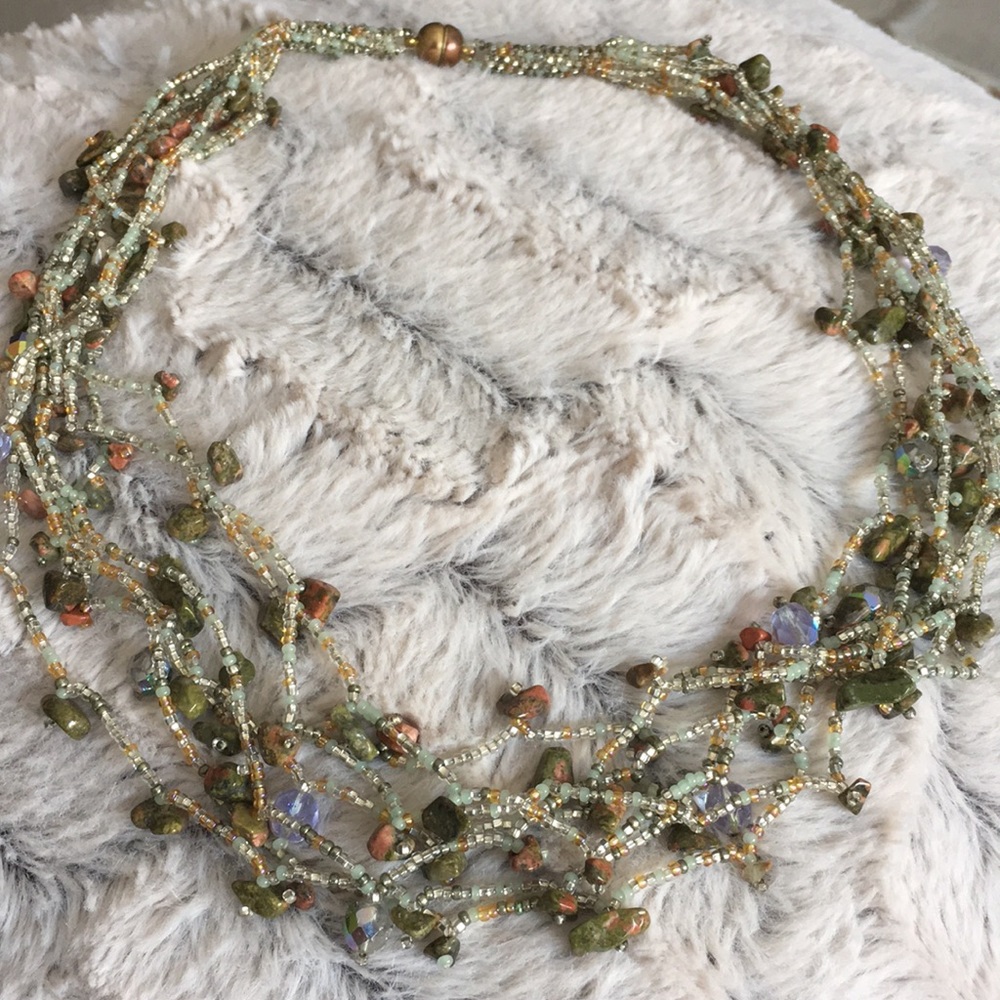 Vintage Beaded Stone Necklace